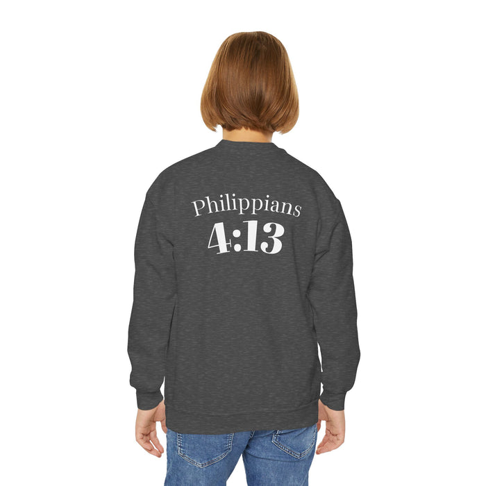 Inspirational Crewneck Sweatshirt Philippians 4:13 Youth