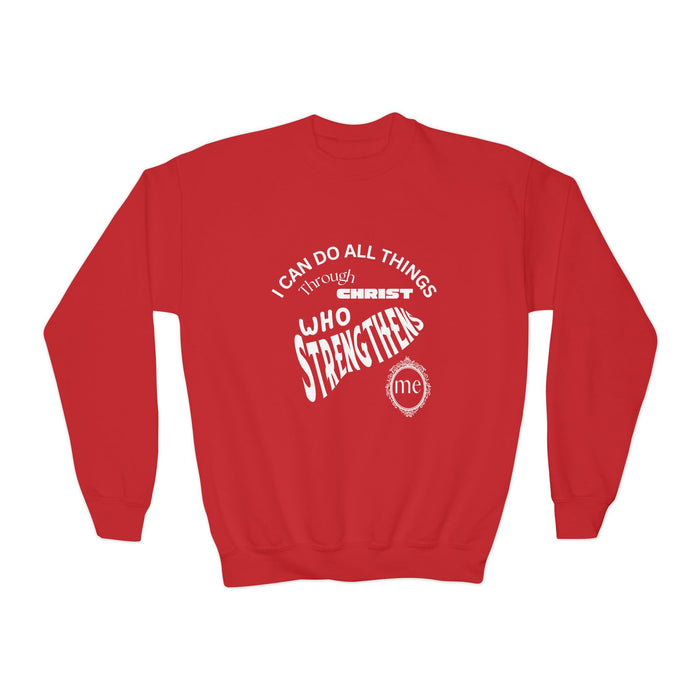 Inspirational Crewneck Sweatshirt Philippians 4:13 Youth