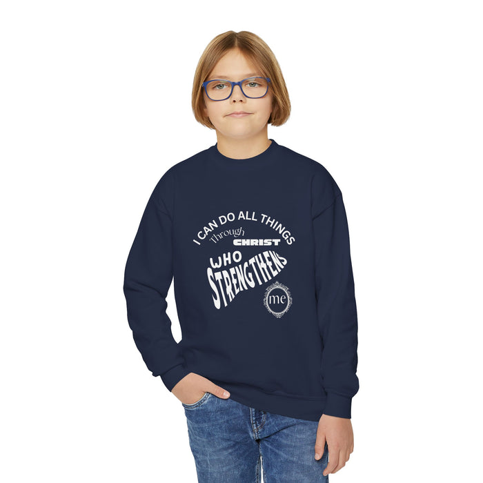 Inspirational Crewneck Sweatshirt Philippians 4:13 Youth