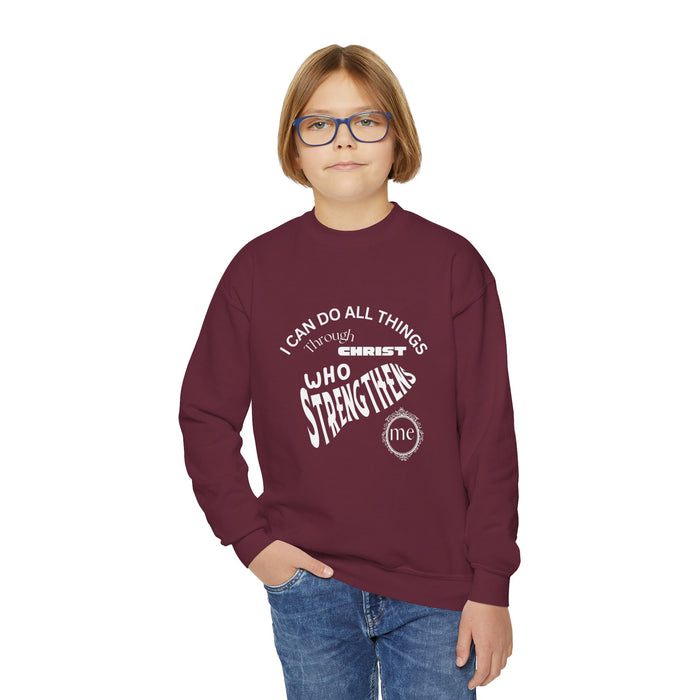 Inspirational Crewneck Sweatshirt Philippians 4:13 Youth