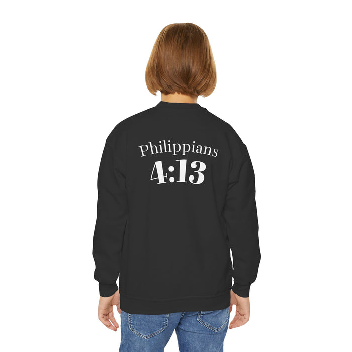 Inspirational Crewneck Sweatshirt Philippians 4:13 Youth