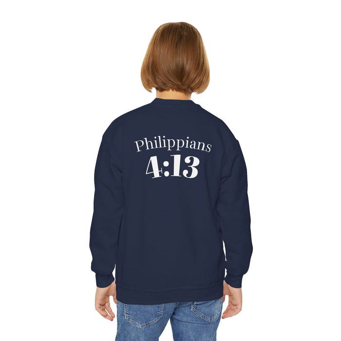 Inspirational Crewneck Sweatshirt Philippians 4:13 Youth