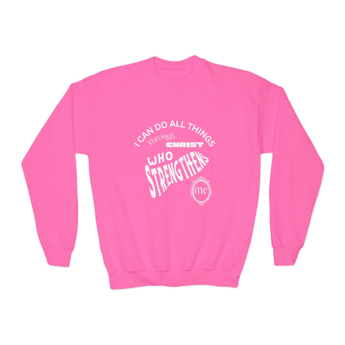 Inspirational Crewneck Sweatshirt Philippians 4:13 Youth