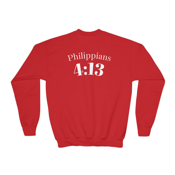 Inspirational Crewneck Sweatshirt Philippians 4:13 Youth