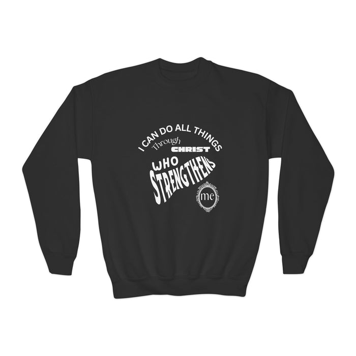 Inspirational Crewneck Sweatshirt Philippians 4:13 Youth