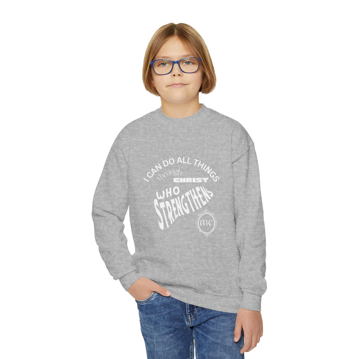 Inspirational Crewneck Sweatshirt Philippians 4:13 Youth