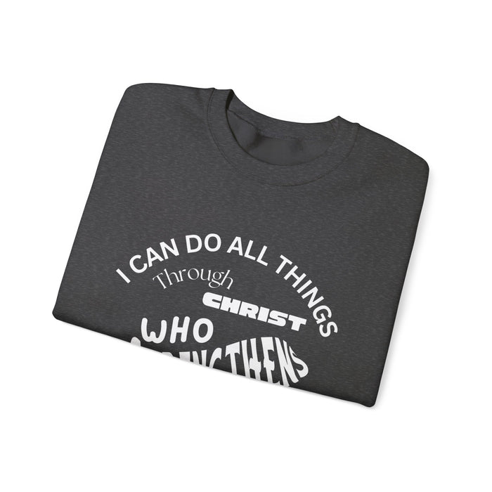Inspirational Crewneck Sweatshirt Philippians 4:13