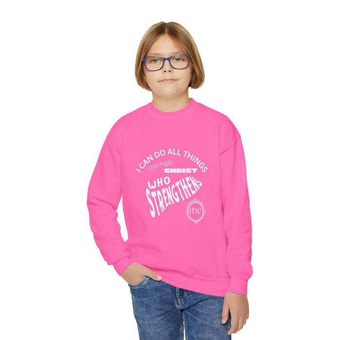 Inspirational Crewneck Sweatshirt Philippians 4:13 Youth