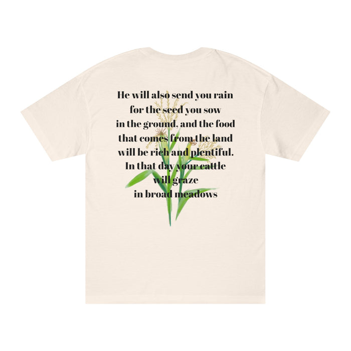 Unisex Inspirational Farm Tee Isaish 30:23