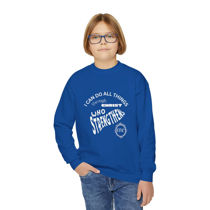 Inspirational Crewneck Sweatshirt Philippians 4:13 Youth
