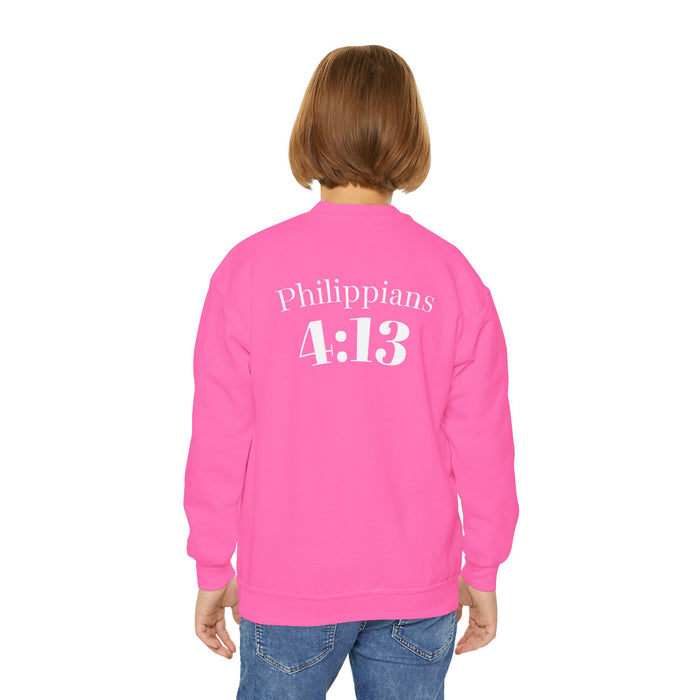 Inspirational Crewneck Sweatshirt Philippians 4:13 Youth