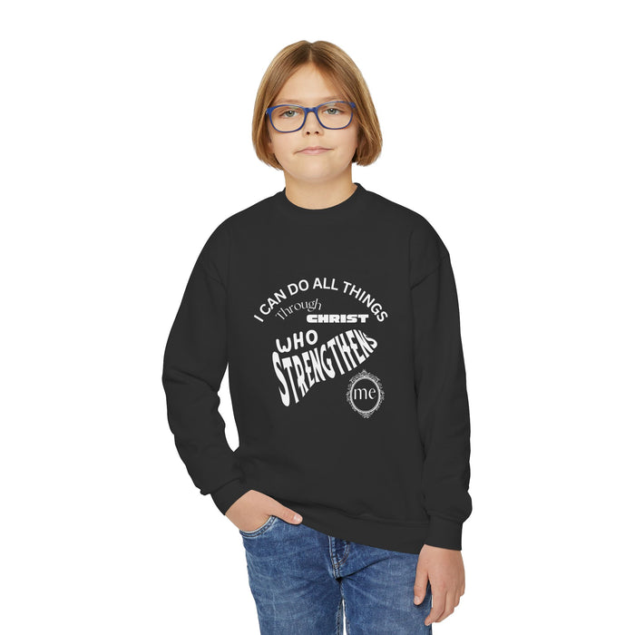 Inspirational Crewneck Sweatshirt Philippians 4:13 Youth