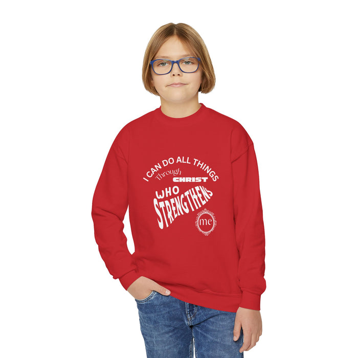 Inspirational Crewneck Sweatshirt Philippians 4:13 Youth