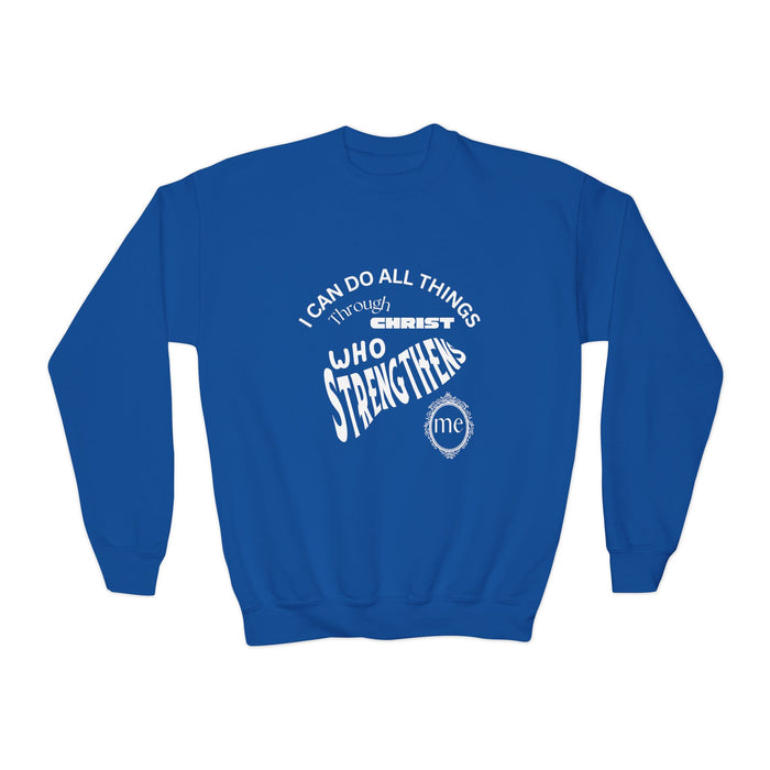 Inspirational Crewneck Sweatshirt Philippians 4:13 Youth