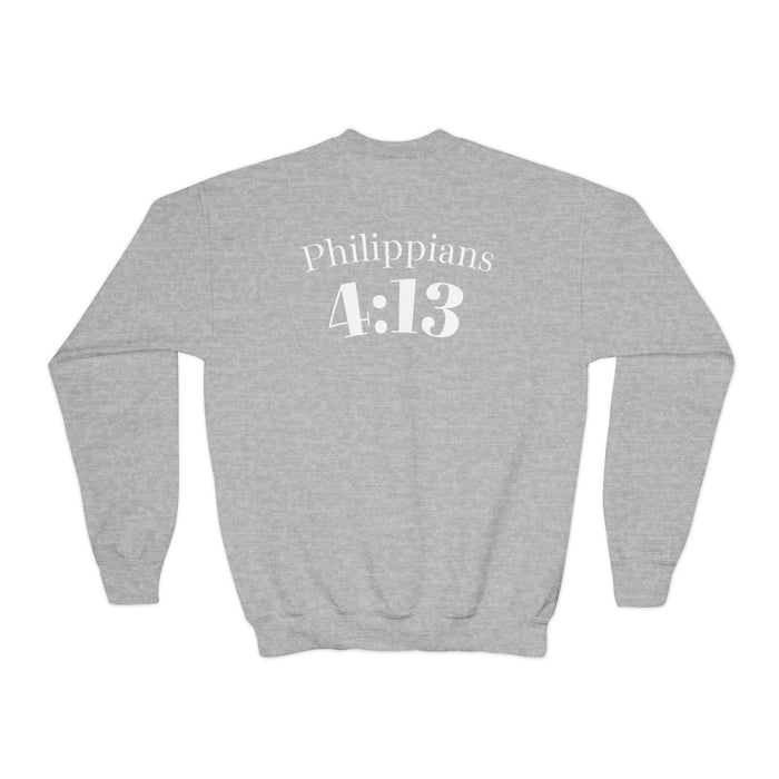 Inspirational Crewneck Sweatshirt Philippians 4:13 Youth