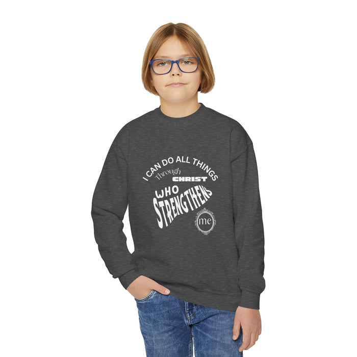 Inspirational Crewneck Sweatshirt Philippians 4:13 Youth